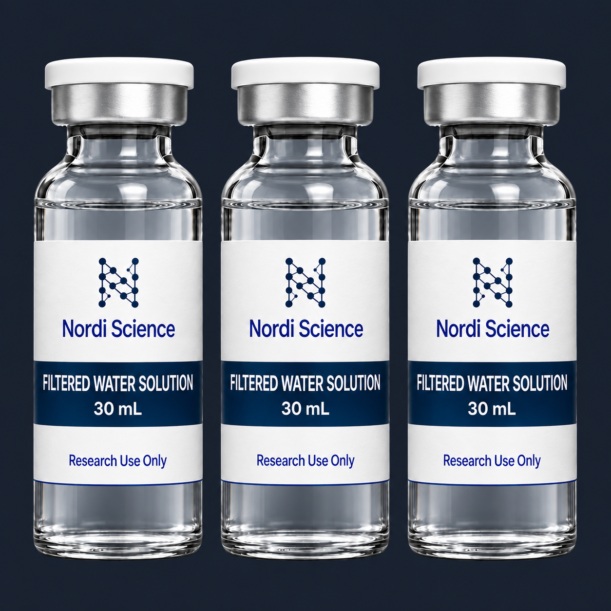 Nordi Science Premium Research Water, 30mL Bottles, Pack of 3, Research Use Only, three vials