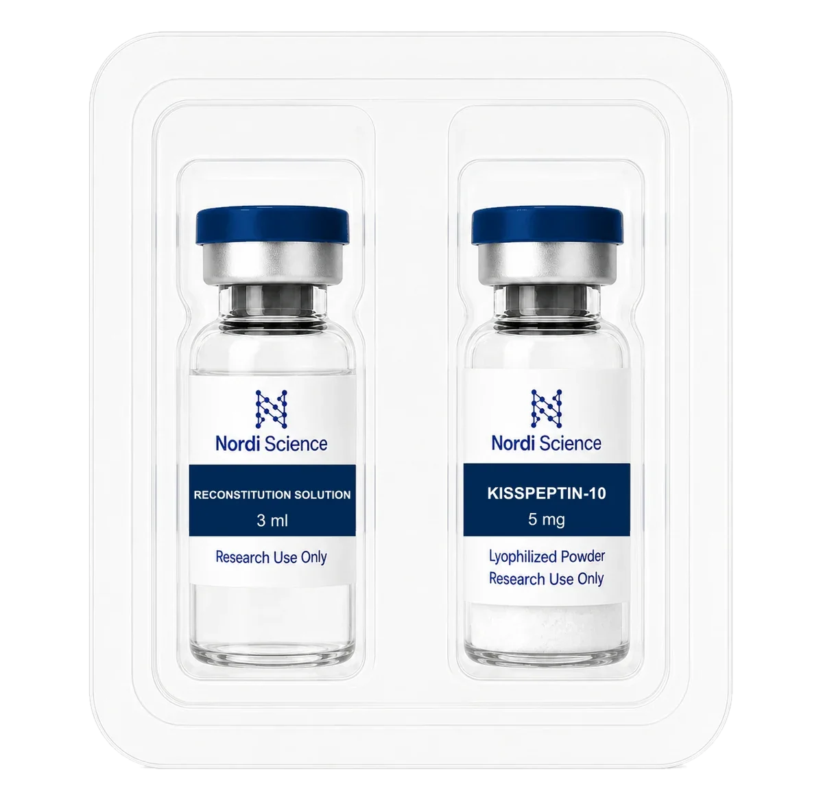 KISSPEPTIN-10 retail box, open, showing the vial tray